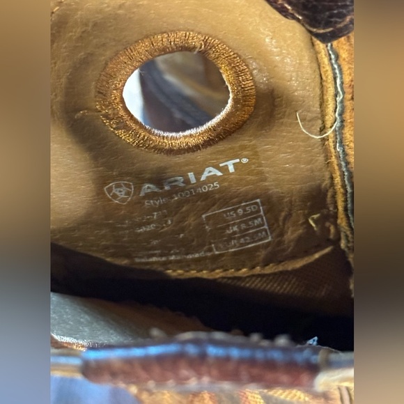 Ariat Cowboy Boots Brown Leather Square Toe - Picture 3 of 6